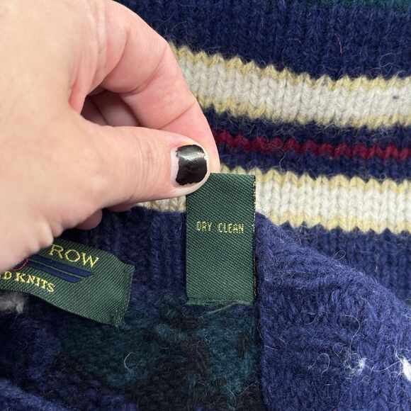 Vtg Hand Knit 100% Wool Crewneck Sweater Mens M USA American Flag Eagle Preppy - Picture 9 of 9